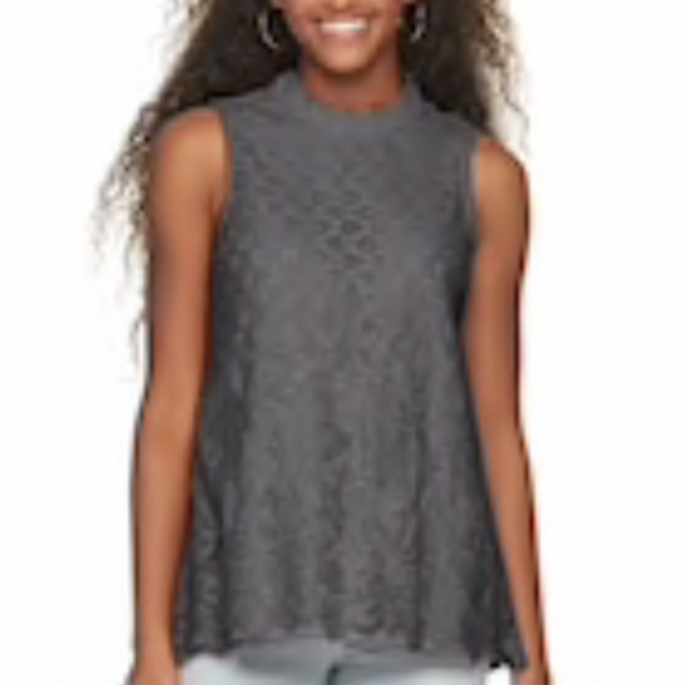 Juniors Size L Lace Overlay Sleeveless Top EUC